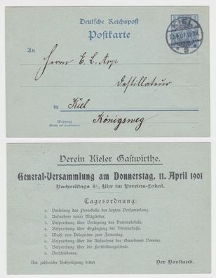 97420 DR Ganzsachen Postkarte P63Y Zudruck Verein Kieler Gastwirthe 1901