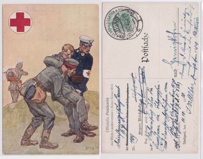 97653 DR Ganzsachen Postkarte P102 Württ. Landesverein vom roten Kreuz 1914