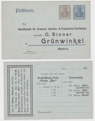 97718 DR Ganzsachen Postkarte P70 Zudruck G. Sinner Grünwinkel Brauerei