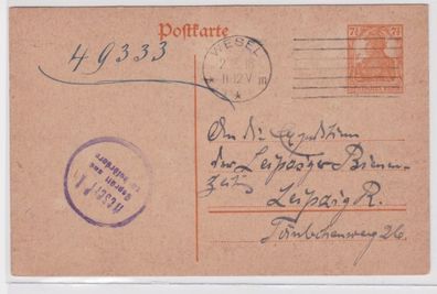 97895 DR Ganzsachen Postkarte P110 E. Stegemann Rechnungsrat Wesel geprüft 1918