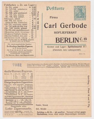 97952 DR Ganzsachen Postkarte P90 Zudruck Carl Gerbode Hoflieferant Berlin