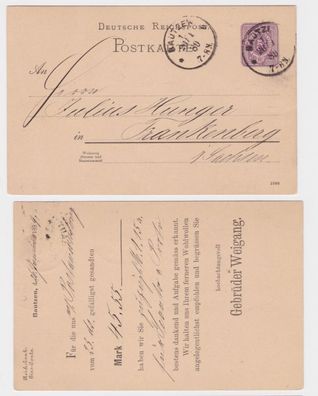 98505 Ganzsachen Postkarte P10 Zudruck Gebrüder Weigang Bautzen 1889
