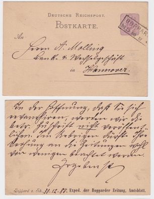 98509 DR Ganzsachen Postkarte P10 Zudruck Exped. der Bopparder Zeitung Amtsblatt