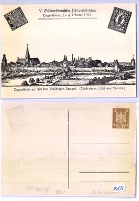 04832 DR Ganzsachen Postkarte PP77/ C1 Philatelistentag Oggersheim 1924