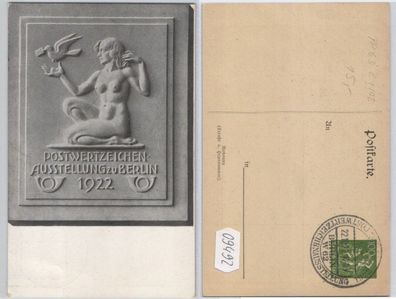 09492 Privat Ganzsachen Postkarte PP63C1 Postwertzeichen Ausstellung Berlin 1922