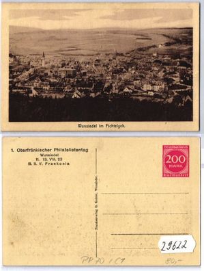 29622 DR Ganzsachen Postkarte PP70/ C1 1. Oberfr. Philatelistentag Wunsiedel 1923