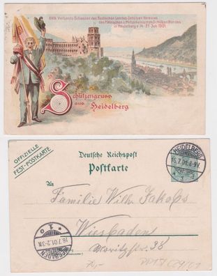 78146 DR Ganzsachen Postkarte PP15/ C29/01 Schützengruss aus Heidelberg 1901