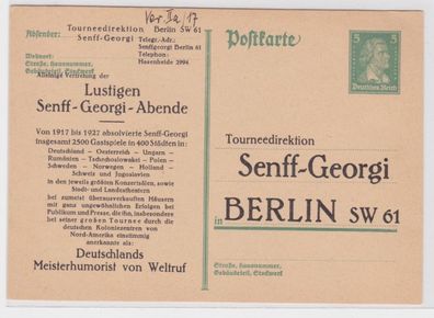 96405 DR Ganzsachen Postkarte P170 Zudruck Tourneedirektion Senff-Georgi Berlin