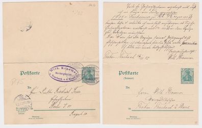 96931 DR Ganzsachen Postkarte P75 Wilhelm Kraemer Weinbergbesitzer Trarbach 1907