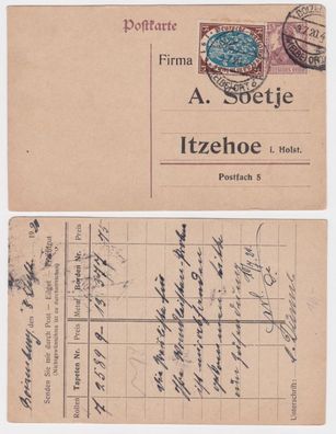 96981 DR Ganzsachen Postkarte P116 Zudruck A. Soetje Itzehoe in Holstein 1920
