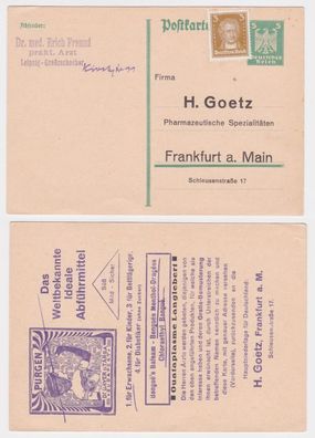 97013 DR Ganzsachen Postkarte P156 Zudruck H. Goetz Pharmazeutika Frankfurt