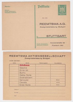 97016 DR Ganzsachen Postkarte P165 Zudruck Reemtsma AG Niederlassung Stuttgart