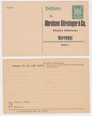 97486 Ganzsachen Postkarte P156 Zudruck Abraham Dürninger Hoflieferant Herrnhut
