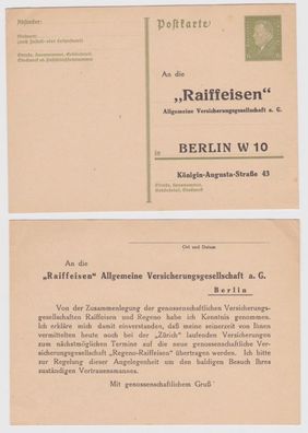 97764 DR Ganzsachen Postkarte P199 Zudruck Raiffeisen Versicherungsges. Berlin