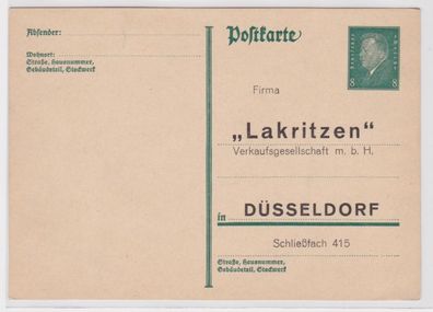 97877 Ganzsachen Postkarte P181 Zudruck 'Lakritzen' Verkaufsgesell. Düsseldorf