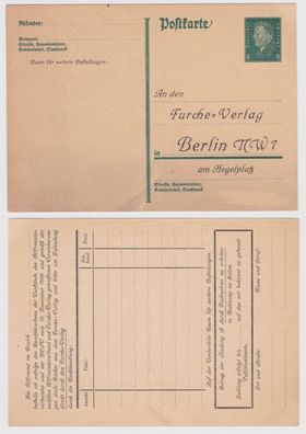 97883 DR Ganzsachen Postkarte P181 Zudruck Auftragsliste Furche-Verlag Berlin