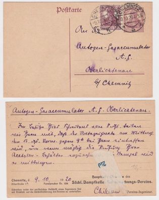 97980 Ganzsachen Postkarte P116 Zudruck Sächs Dampfkessel Überwachung Chemnitz