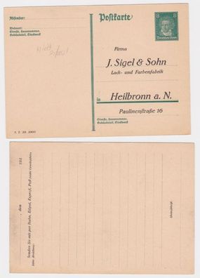 97988 DR Ganzsachen Postkarte P176 Zudruck J. Sigel & Sohn Farbenfabrik Heilbronn