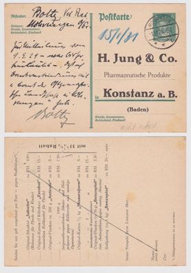 97997 DR Ganzsachen Postkarte P176 Zudruck H. Jung & Co. Pharma Produkte Konstanz