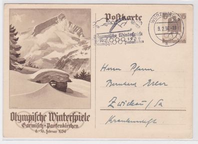 96436 Ganzsachen Postkarte P257 Olympische Winterspiele Garmisch-Partenkirchen