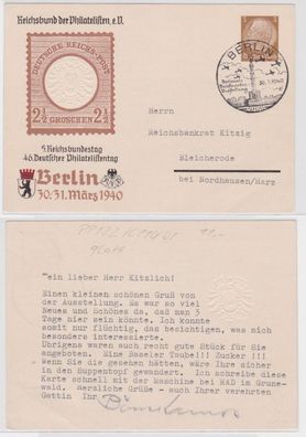 96801 DR Ganzsachen Postkarte PP122/ C110 46. dt. Philatelistentag Berlin 1940