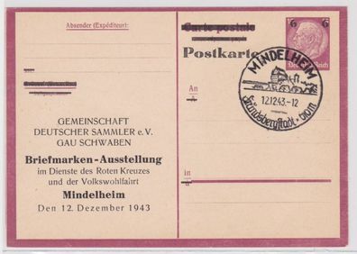 97148 Ganzsachen Postkarte P244F Zudruck Briefmarken-Ausstellung Mindelheim 1943