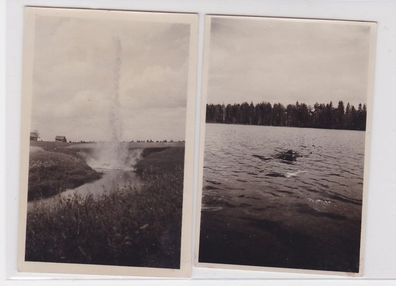 82155 zwei Fotos von Gewässern im Umkreis von Minden, explodierende Mine