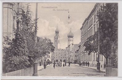 29469 AK Rosenheim - Heilig Geiststraße mit Kirche 1910