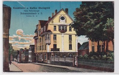 68381 Ak Schwarzenbach a.S. Konditorei & Kaffee Rheingold 1936