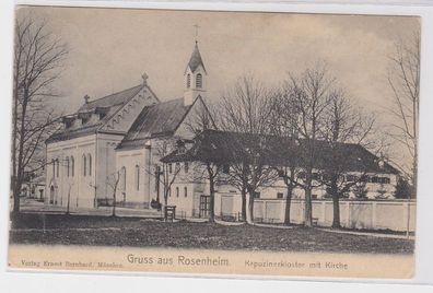 72969 AK Gruss aus Rosenheim - Kapuzinerkloster mit Kirche 1907