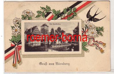 76443 Patriotika Feldpost Ak Gruß aus Nürnberg der Henkersteg 1915