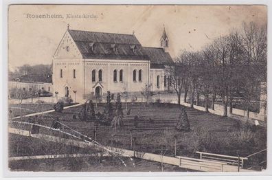 80392 AK Rosenheim - Klosterkirche mit Kirchturm und Parkanlage 1908