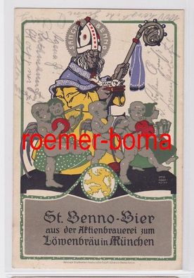 80920 Ak Werbung St. Benno-Bier aus d. Aktienbrauerei zum Löwenbräu München 1913