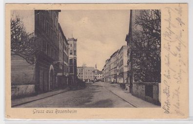 84042 Ak Gruß aus Rosenheim Strassenansicht 1909