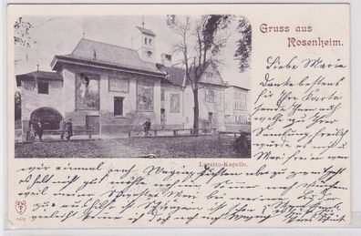 85582 AK Gruss aus Rosenheim - Loretto-Kapelle mit großen Fassadengemälden 1899