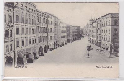 86983 AK Rosenheim - Max-Josef-Platz mit Nepomukbrunnen & Geschäften 1907