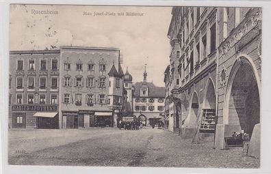 87475 AK Rosenheim - Max Josef-Platz mit Mittertor 1911