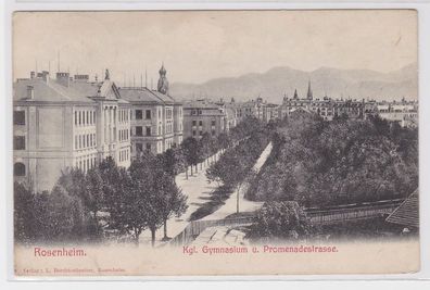 87665 Ak Rosenheim königliches Gymnasium & Promenadenstraße 1908
