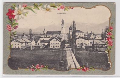 87987 Passepartout AK Rosenheim - Totalansicht mit Kirche 1904