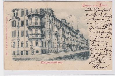 92563 AK Gruss aus Fürth - Königswarterstrasse mit Häuserfassade 1899
