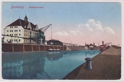 94531 Feldpost AK Bamberg - Hafenanlage mit Hafenkran und Booten 1917