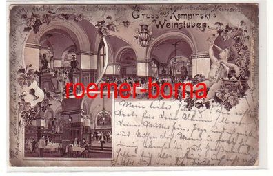 81114 Ak Lithographie Gruss aus Kempnskis Weinstuben Berlin 1897