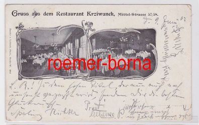 81939 Ak Berlin Mittelstr. 57/58 Gruss aus dem Restaurant Krziwanek 1902