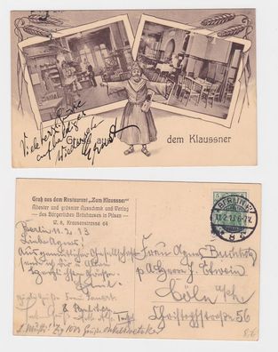 84711 Ak Berlin Krausensstr. 64 Gruß aus dem Restaurant 'Zum Klaussner' 1913