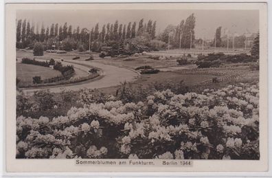 87329 Foto Karte Berlin Sommerblumen am Funkturm 1944