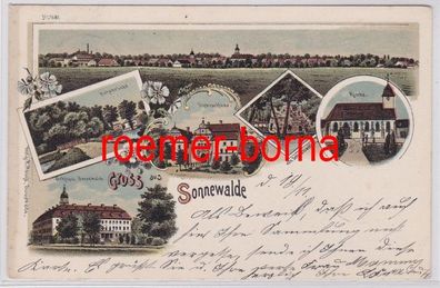 82190 Ak Lithographie Gruß aus Sonnewalde Hohebrücke, Kirche usw. 1900