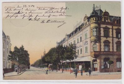83591 Ak Cottbus Bahnhofstrasse mit Geschäften 1904
