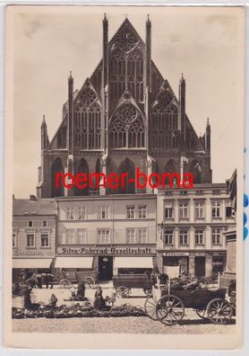 85265 Ak Prenzlau Marienkirche Ostfassade und Silva Fahrrad-Gesellschaft um 1940