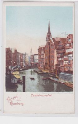 92221 Ak Gruß aus Hamburg Deichstrassenfleet um 1900