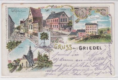 73005 Ak Lithographie Gruß aus Griedel Kunstmühle, Gasthaus usw. 1911